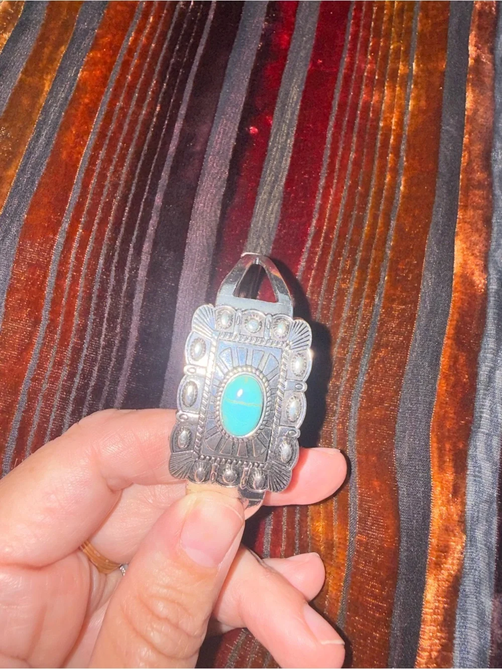Silver Cuff Bracelet with Turquoise Stone